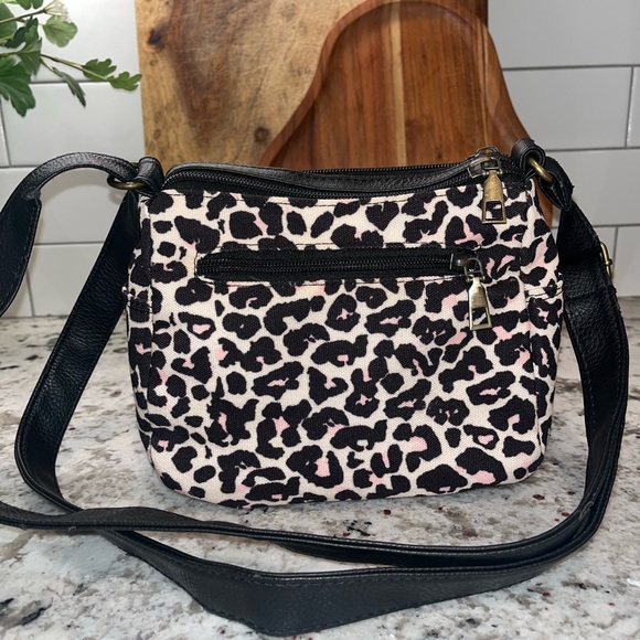 Y2K Aeropostale Leopard Print Mini Crossbody Bag Pink Accents Multi-Zip Preowned - Picture 7 of 11